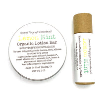 Load image into Gallery viewer, plastic free  lemon mint scented lotion bar and lip balm