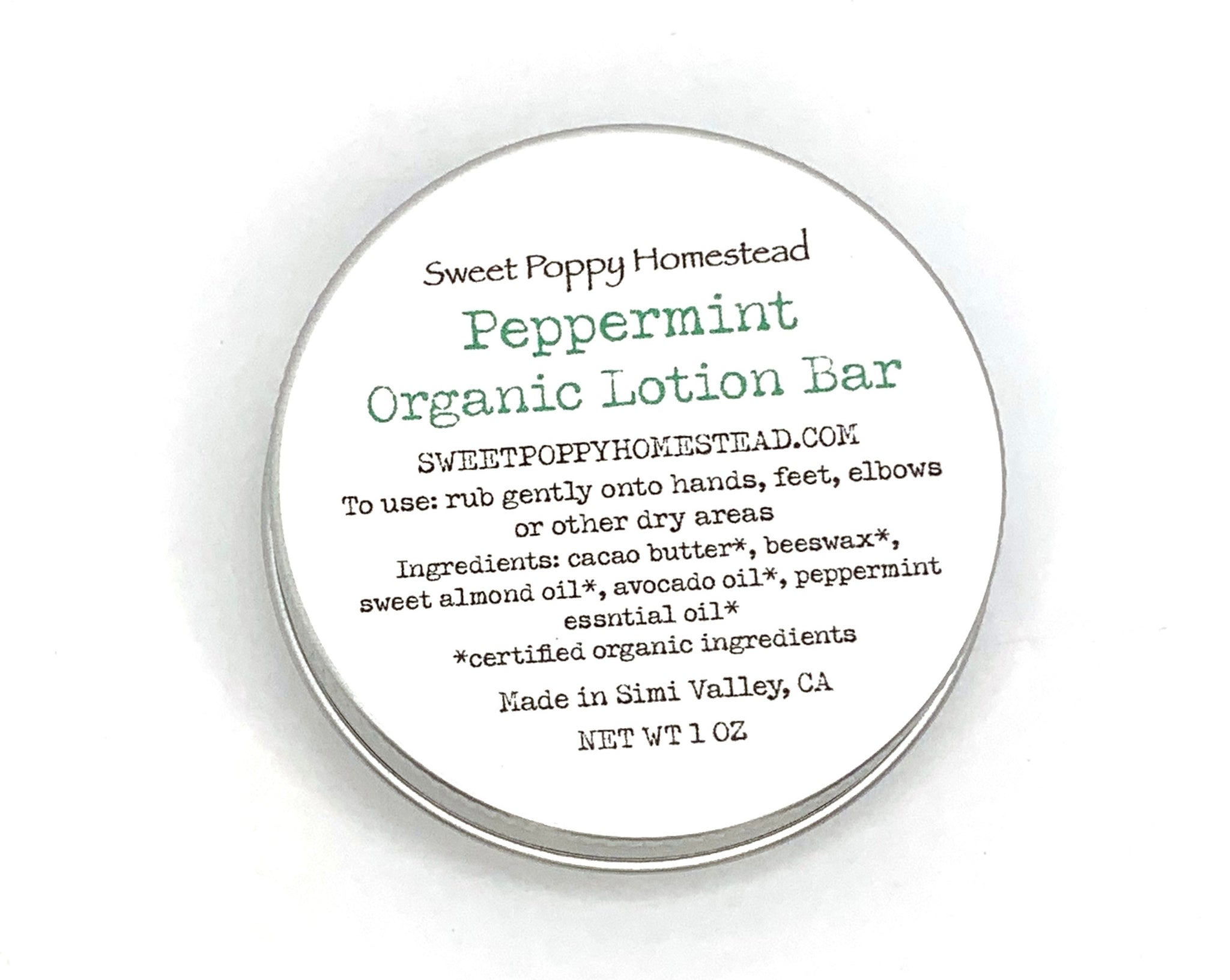 Zero Waste Organic Peppermint Solid Lotion Bar – SWEET POPPY HOMESTEAD