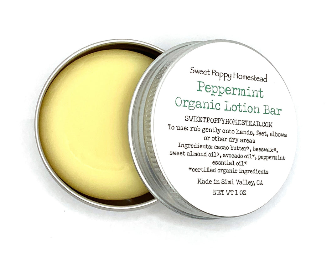 Peppermint lotion bar in tin